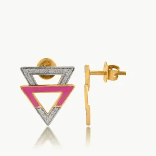 Pink Stylish Diamond Stud Earrings