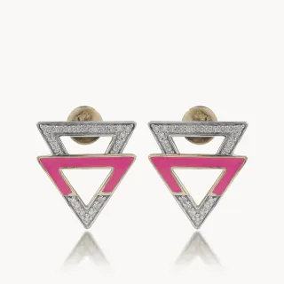 Pink Stylish Diamond Stud Earrings