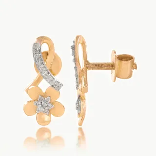 Rose Pettle Design Diamond Earring