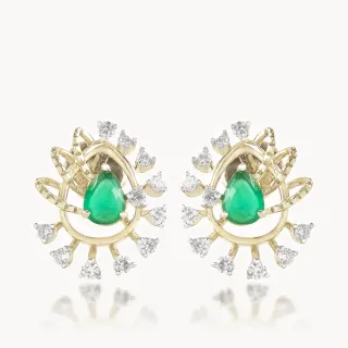 Rylee Pear Design Diamond Earrings