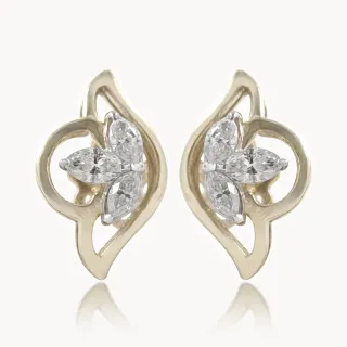 Side Flower Design Diamond Earring