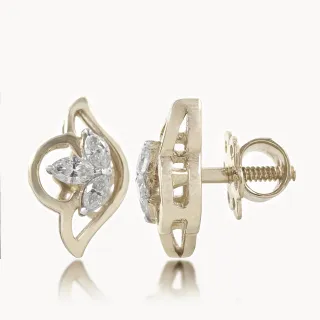 Side Flower Design Diamond Earring