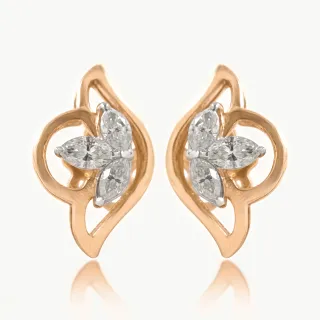 Side Flower Design Diamond Earring