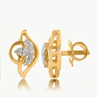 Side Flower Design Diamond Earring