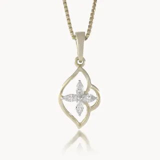 Side Flower Design Diamond Pendant