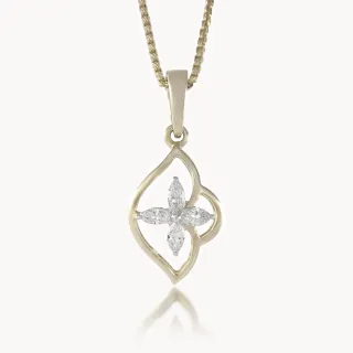 Side Flower Design Diamond Pendant