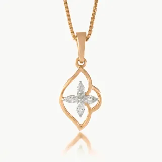 Side Flower Design Diamond Pendant