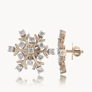 SnowFlake Design Diamond Stud Earrings