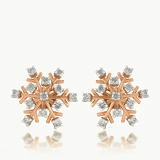 SnowFlake Design Diamond Stud Earrings