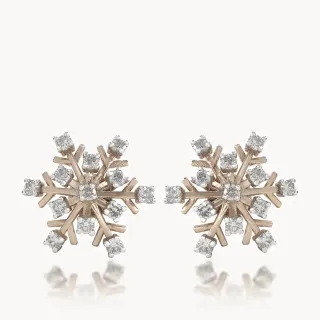 SnowFlake Design Diamond Stud Earrings