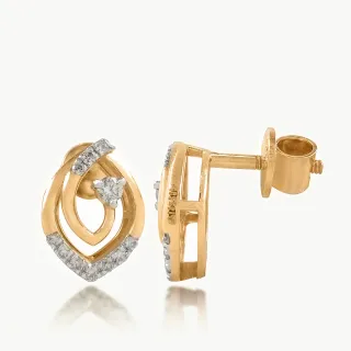 Swirl Vine Leaf Diamond Earrings