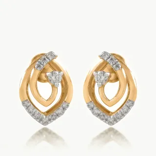 Swirl Vine Leaf Diamond Earrings