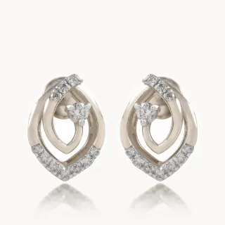 Swirl Vine Leaf Diamond Earrings