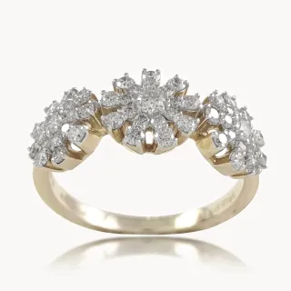 Trio Flower Gold Diamond Rings
