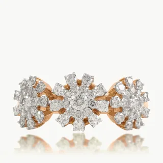 Trio Flower Gold Diamond Rings
