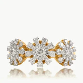 Trio Flower Gold Diamond Rings
