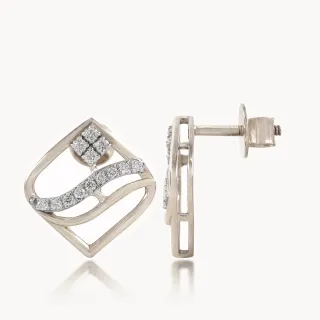 Wavvy Flower Diamond Earrings