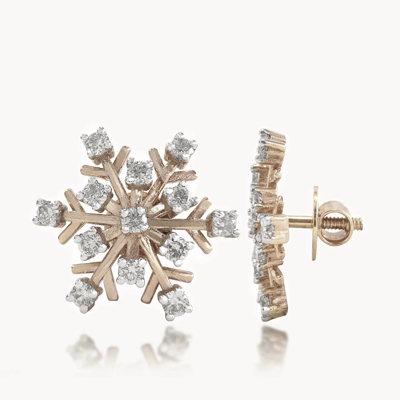 SnowFlake Design Diamond Stud Earrings