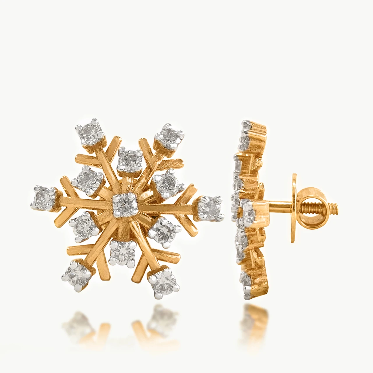 SnowFlake Design Diamond Stud Earrings