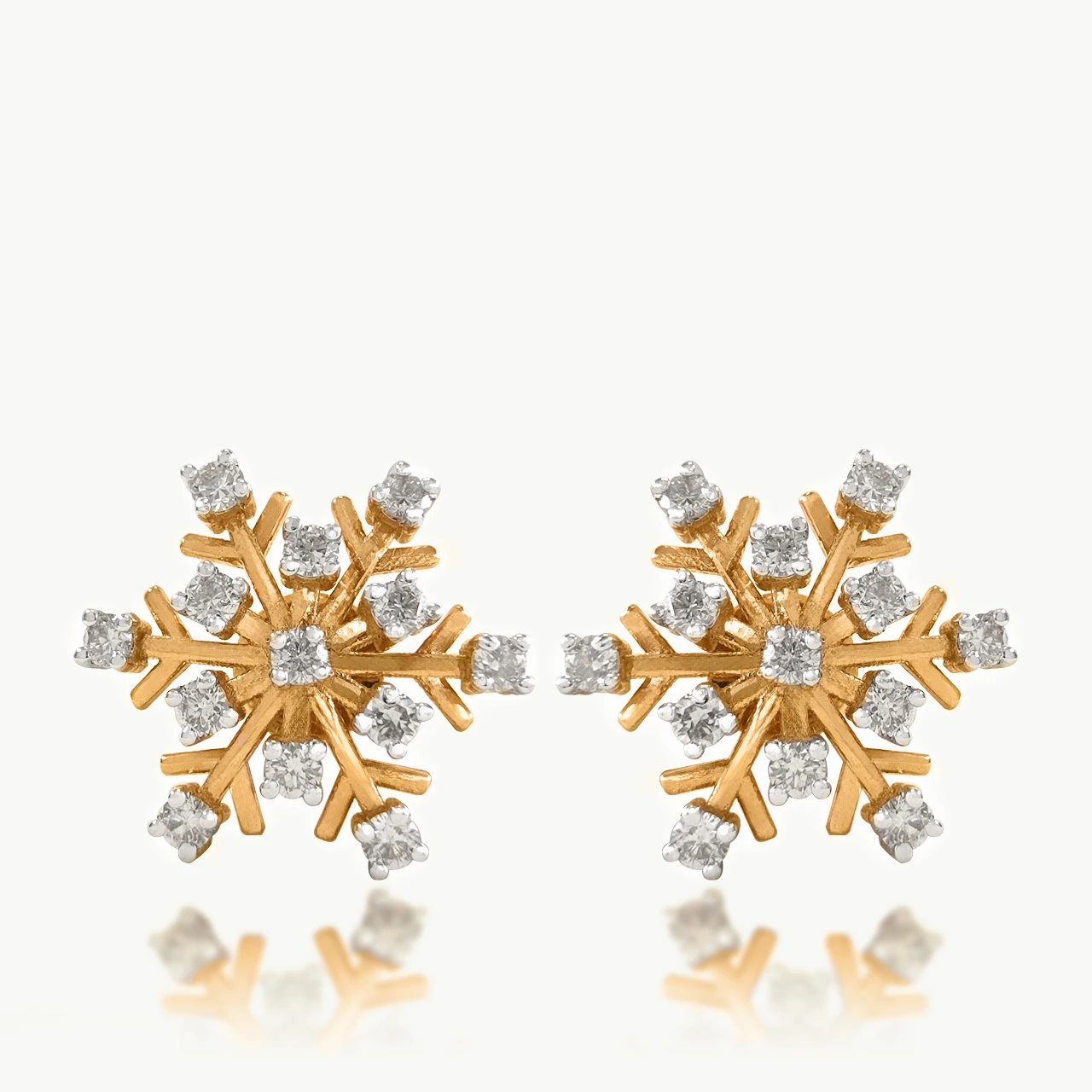 SnowFlake Design Diamond Stud Earrings