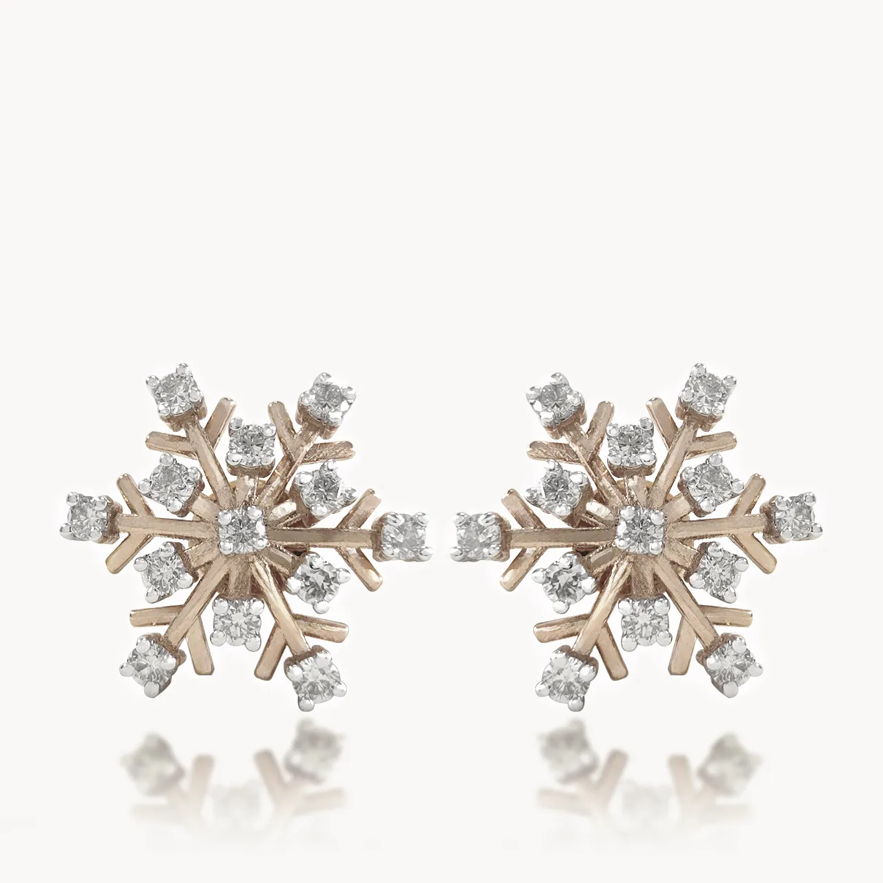 SnowFlake Design Diamond Stud Earrings