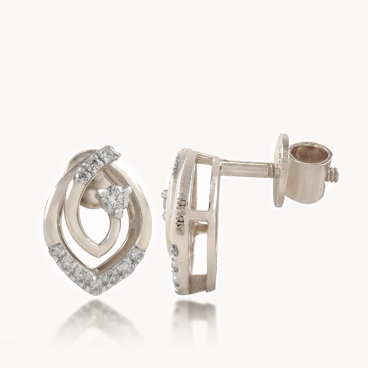 Swirl Vine Leaf Diamond Earrings