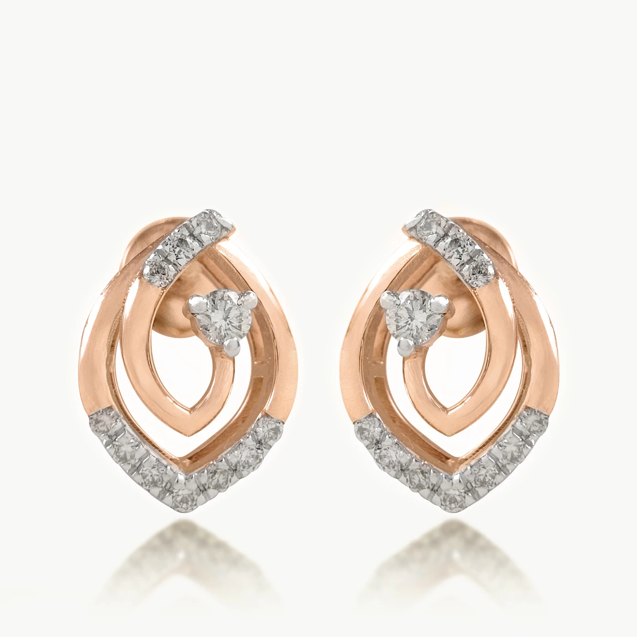 Swirl Vine Leaf Diamond Earrings