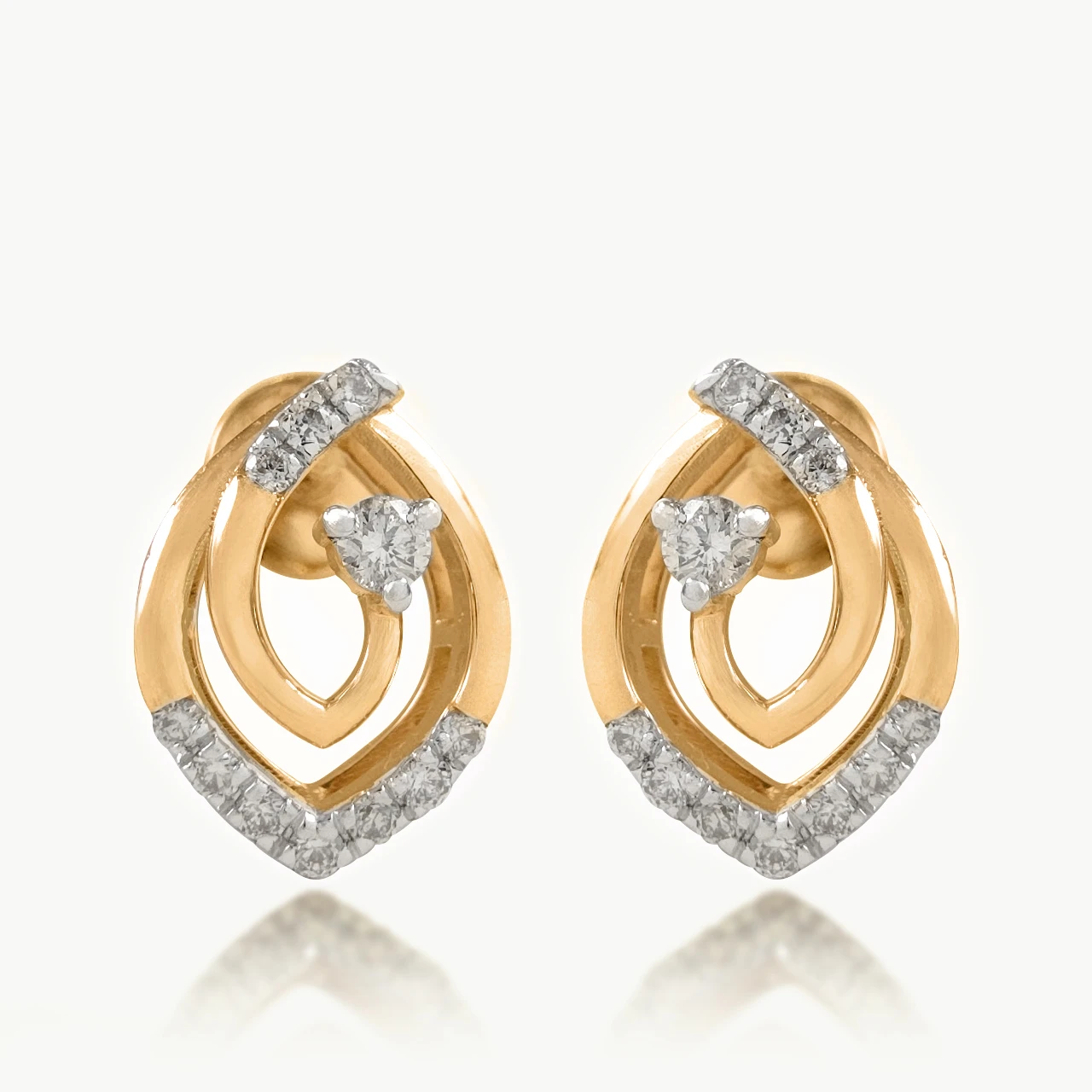 Swirl Vine Leaf Diamond Earrings