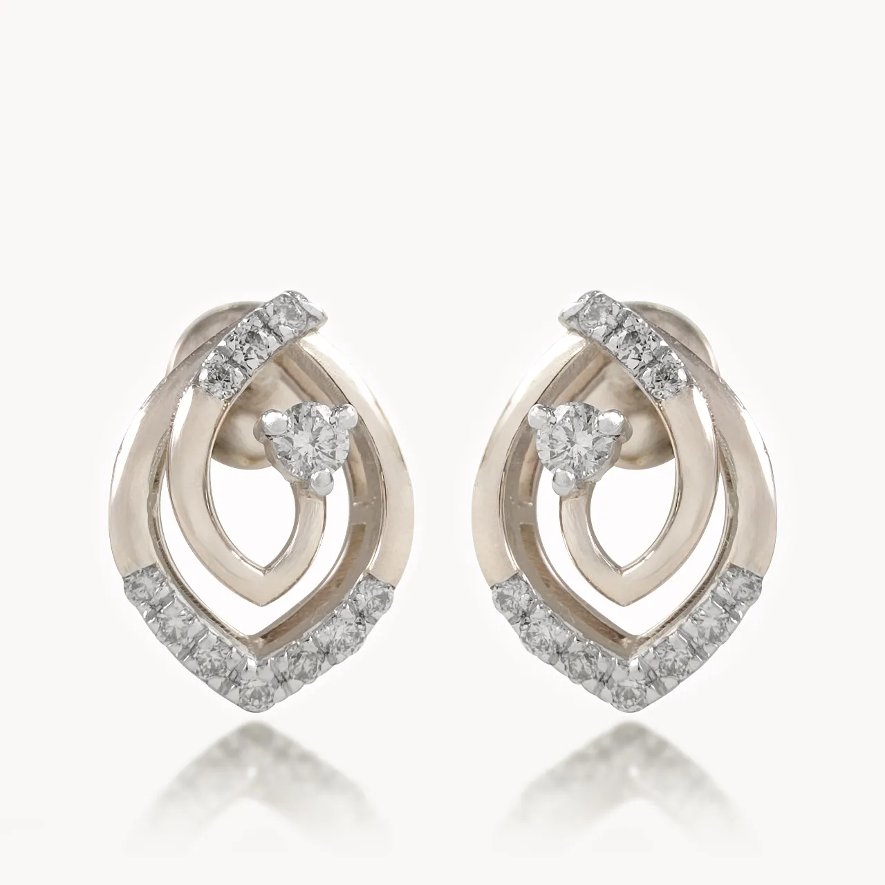 Swirl Vine Leaf Diamond Earrings