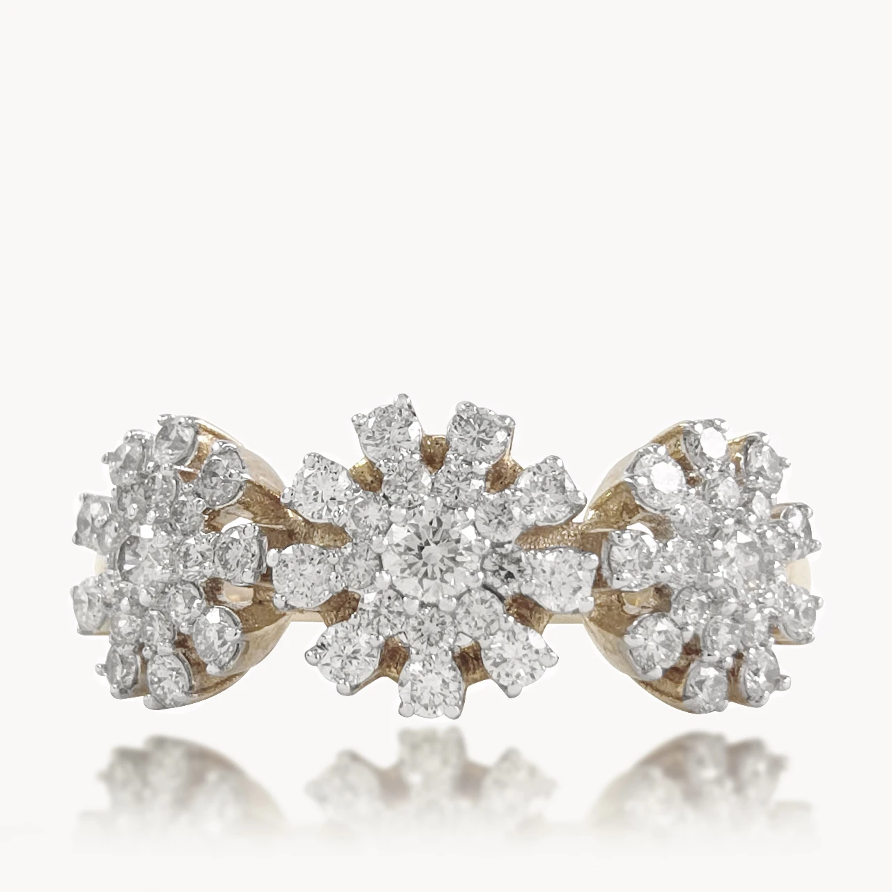 Trio Flower Gold Diamond Rings