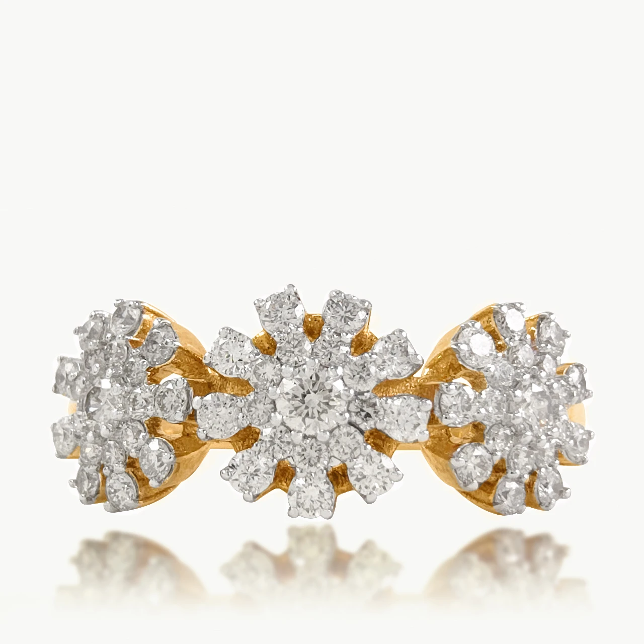 Trio Flower Gold Diamond Rings
