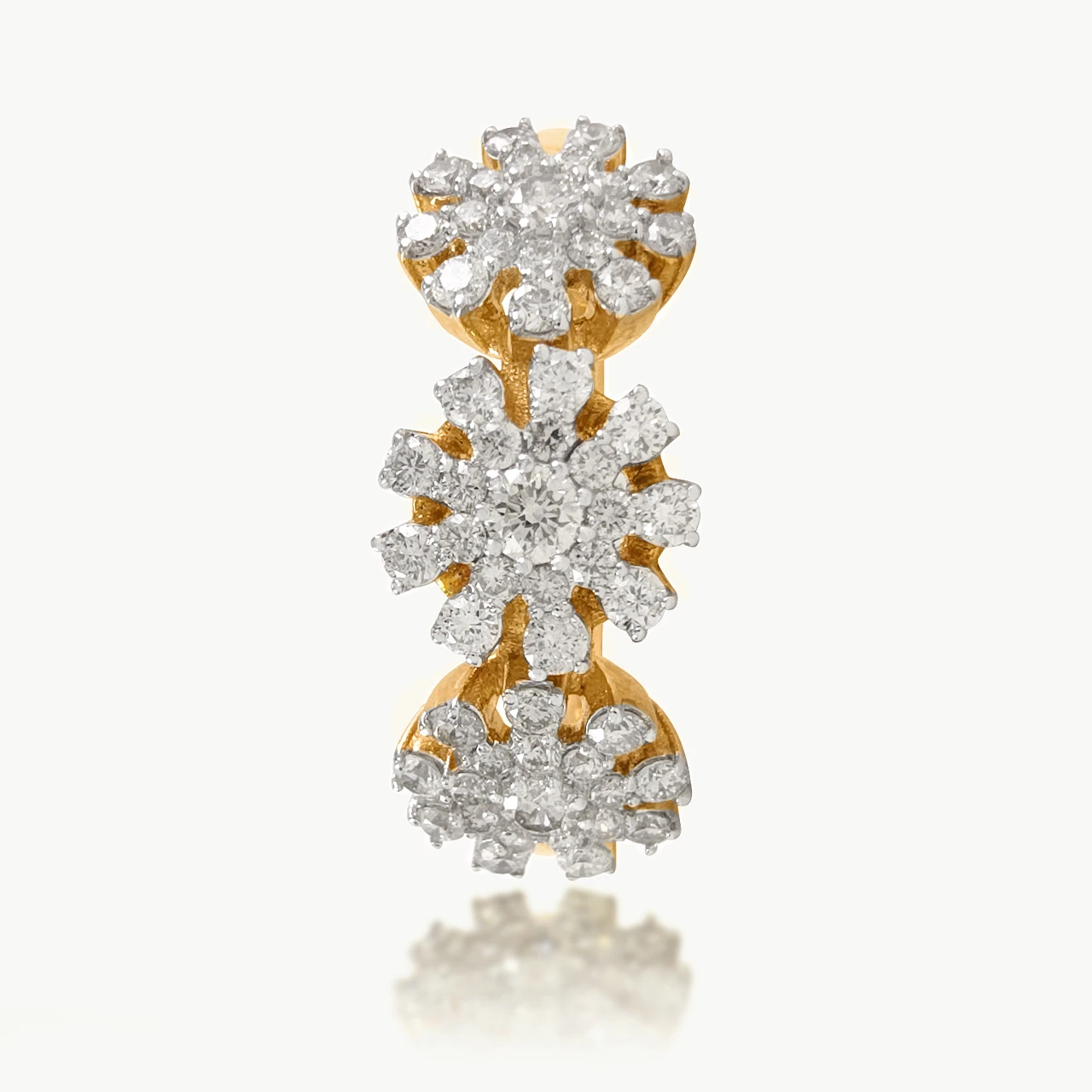 Trio Flower Gold Diamond Rings